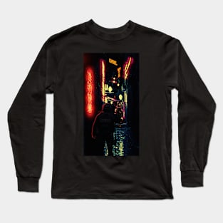 A cyberpunk city night alley. A policeman and a samurai.  Tension... Conflict cannot be avoided. Long Sleeve T-Shirt